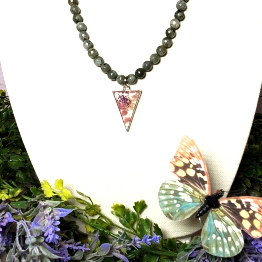 Handcrafted Purple Quartzite & Labradorite Beaded Necklace